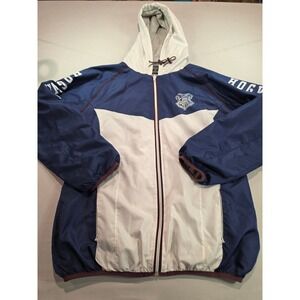 Harry Potter Hogwarts Windbreaker Jacket Navy Blue White Zip Hooded Mens Medium